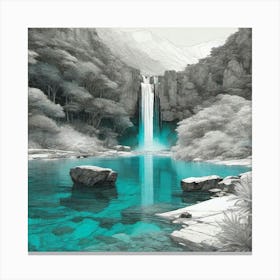 Waterfall In The Mountains 42 Canvas Print