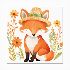 Floral Baby Fox Nursery Illustration (21) 1 Canvas Print