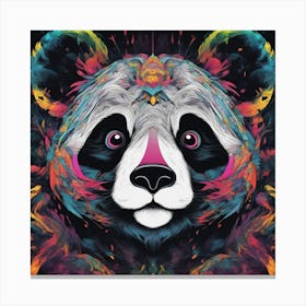 Mesmerizing Panda With Luminous Eyes On A Profound Black Background Canvas Print