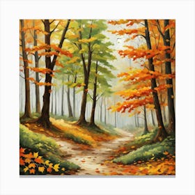 Forest In Autumn In Minimalist Style Square Composition 195 Canvas Print