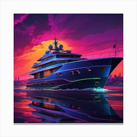 Sunset On A Yacht Canvas Print