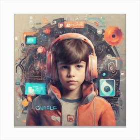 Young Boy With Headphones 1 Canvas Print