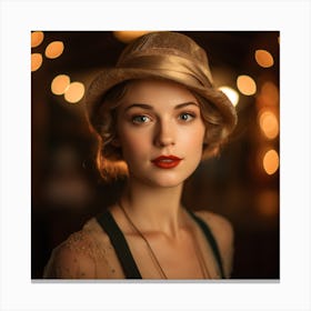 Portrait Of A Woman In A Hat Canvas Print