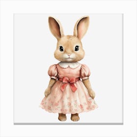 Bunny In Pink Dress 1 Canvas Print