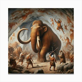 Mammoths In Cave Canvas Print