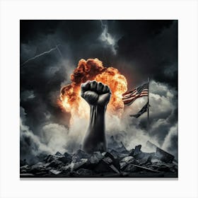 A Clenched Fist Raised In A Striking Gesture Of Protest Embodying Both The Power And Aggression Of (2) 2 Canvas Print