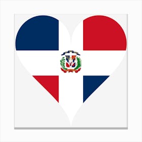 Heart Love Dominican Republic Island Antilles Heart Shaped Flag Coat Of Arms Heart Shape Canvas Print