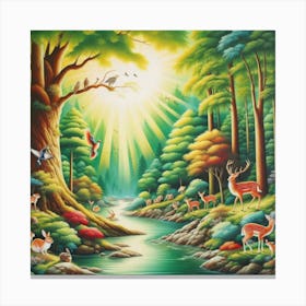 Deer In The Forest Canvas Print