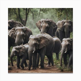 Elephants In The Forest 2 Canvas Print
