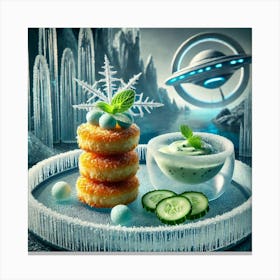 A Gourmet Dish Named Frosted Blue Crab Cakes, Se Canvas Print