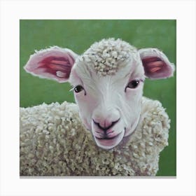 Cute Lamb Portrait Painting Canvas Print