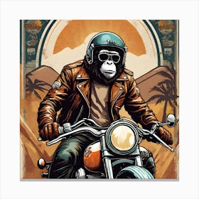 Monkey Biker Canvas Print