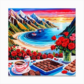 Chocolates And Roses Canvas Print