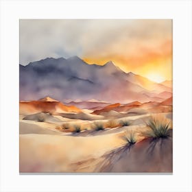 Watercolor Desert Landscape Canvas Print