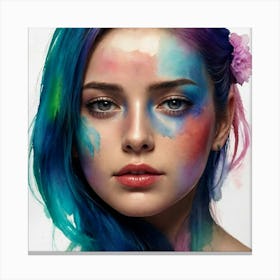 Young Woman With Colorful Makeup Canvas Print