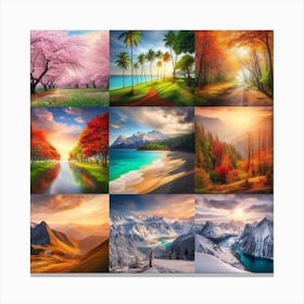 nature in different seasons 1 Canvas Print