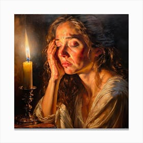Woman With A Candle Canvas Print