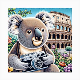 Koala In Rome 3 Canvas Print