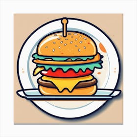 Hamburger On A Plate 147 Canvas Print