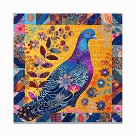 Patchwork Quilted Pigeon 2 Canvas Print