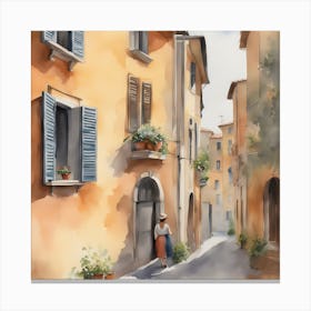 Tuscany Watercolor Painting 1 Canvas Print