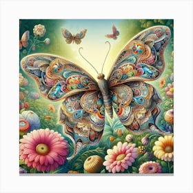 Butterfly In The Garden 2 Canvas Print