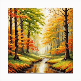 Forest In Autumn In Minimalist Style Square Composition 60 Canvas Print