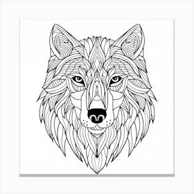 Coloring Page For Adults, Wolf Face,Geometric Patterns, Clean Line Art And Illustration, Geometric Shapes, White Background, No Shading, Sharp Lines, Simple Design, Large Black Outlines Only, White Space Around The Edges Of The Drawi Toile