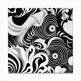 Doodles In Black And White Line Art 4 Canvas Print