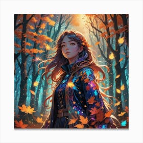 Anime Girl In The Forest Canvas Print