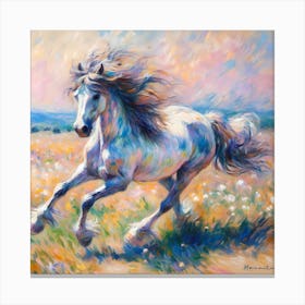 White Horse Running 1 Canvas Print