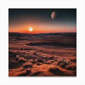 Desert Landscape At Sunset 1 Canvas Print