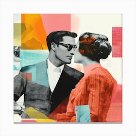 'Love' Vintage Collage Canvas Print