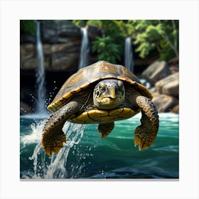 Turtle In The Water Canvas Print