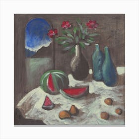 Still Life With A Mountain View Canvas Print