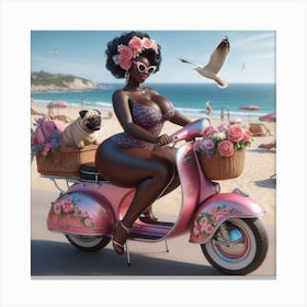 Plus Size Woman On A Scooter Canvas Print