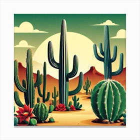 Cactus In The Desert Canvas Print