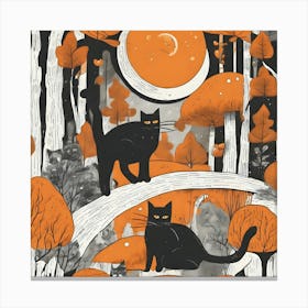 Black Cats In The Forest Canvas Print