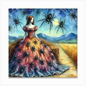 Girl In A Dress With Spiders Canvas Print