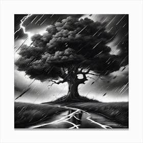 Tree In The Rain Canvas Print