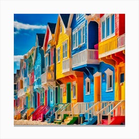 Colorful Houses On The Beach Canvas Print