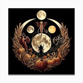 Witches And Pumpkins 1 Canvas Print
