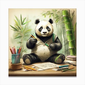 Panda Bear Drawing 1 Canvas Print