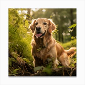 Golden Retriever In The Forest 1 Canvas Print