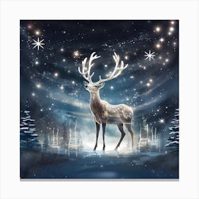 Christmas Reindeer In The Snow Canvas Print