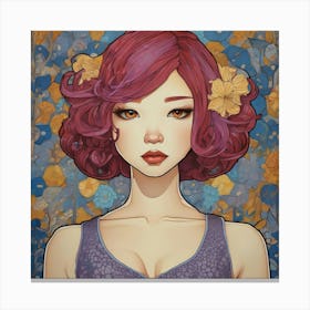 Asian Girl With Red Hair 1 Canvas Print