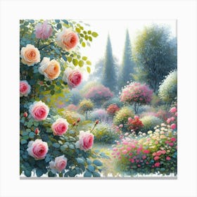 Rose Garden, Acrylic Style Painting 4 Canvas Print