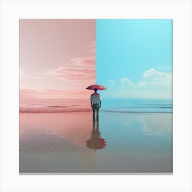 Magic021 Photos Of Man Standing In The Ocean With His Umbrella 2 Canvas Print