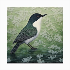 Ohara Koson Inspired Bird Painting Dipper 3 Square Canvas Print