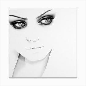 Mila Kunis Pencil Drawing Portrait Minimal Black and White Canvas Print